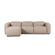 Four Hands Radley Power Recliner 3-Piece Sectional W/ Chaise - Left Chaise - Crypton Nomad Taupe