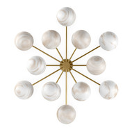 Four Hands Orion Round Chandelier - Marbled Matte Glass - Burnished Brass