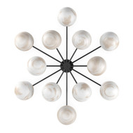Four Hands Orion Round Chandelier - Marbled Matte Glass - Black Gunmetal