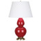Double Gourd Table Lamp - Antique Brass - Ruby Red