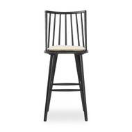 Four Hands Lewis Windsor Bar Stool - Antwerp Natural - Black Oak