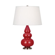 Small Triple Gourd Table Lamp - Antique Silver - Ruby Red