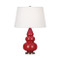 Small Triple Gourd Table Lamp - Antique Silver - Ruby Red