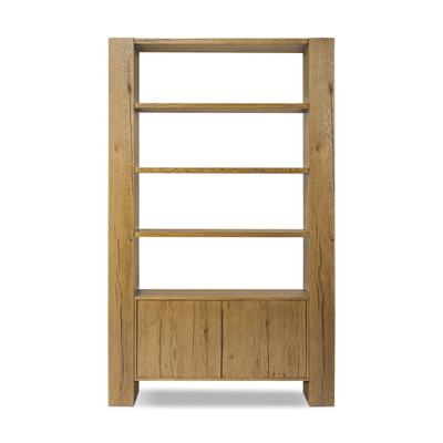Four Hands Fisher Bookcase - Rustic Amber Oak Veneer
