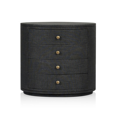 Four Hands Amelia Oval Nightstand - Black Linen