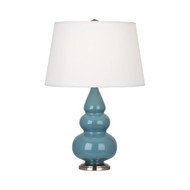 Small Triple Gourd Table Lamp - Antique Silver - Steel Blue