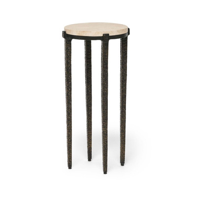 Interlude Home Como Drink Table - Raw Travertine