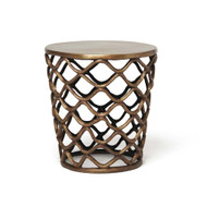 Interlude Home Lattice Accent Table - Antique Brass