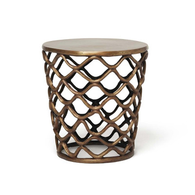Interlude Home Lattice Accent Table - Antique Brass