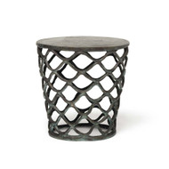 Interlude Home Lattice Accent Table - Verdigris
