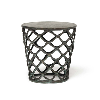Interlude Home Lattice Accent Table - Verdigris