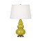 Small Triple Gourd Table Lamp - Antique Brass - Citron
