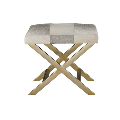 Alder & Tweed Hudson Cross Ottoman - Hair On Hide