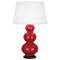 Triple Gourd Table Lamp - Deep Patina Bronze - Ruby Red