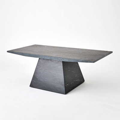 Global Views Aero Cocktail Table - Black Leathered Marble