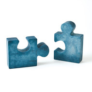 Global Views Alabaster Jigsaw Bookends - Pair - Blue