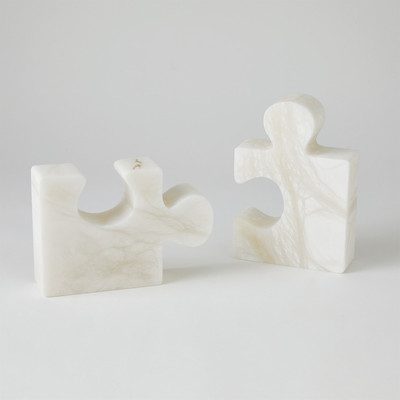 Global Views Alabaster Jigsaw Bookends - Pair - White