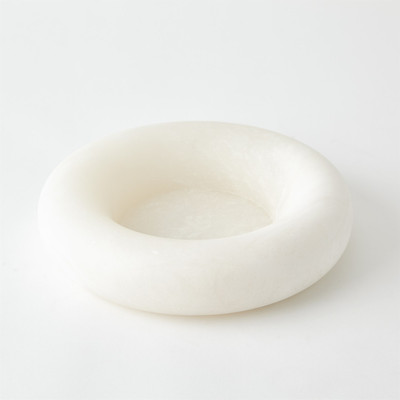 Global Views Alabaster Ring Bowl - White - Squat
