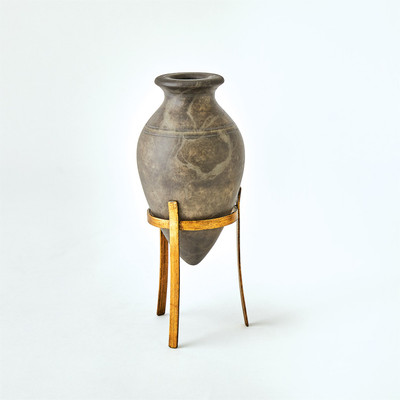 Global Views Amphora Alabaster Vase - Grey - Sm