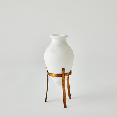 Global Views Amphora Alabaster Vase - White - Sm