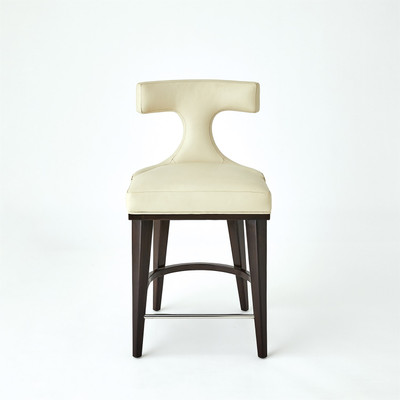 Global Views Anvil Back Counter Stool - Ivory Leather