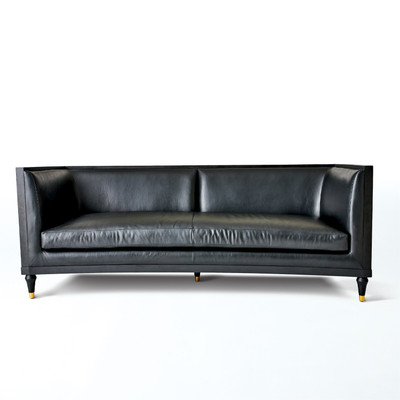 Global Views Arc Sofa - Black Leather