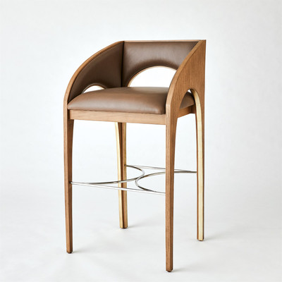 Global Views Arches Bar Stool - Nutmeg - Champagne