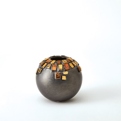 Global Views Array Vase - Black Reactive - Sm