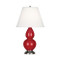 Small Double Gourd Table Lamp - Antique Silver - Ruby Red