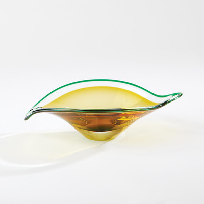 Global Views Bent Leaf Bowl - Aqua - Amber - Sm