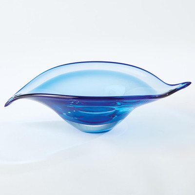 Global Views Bent Leaf Bowl - Blue - Lg
