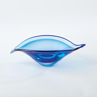 Global Views Bent Leaf Bowl - Blue - Sm