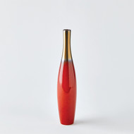 Global Views Boliche Vase - Red - Bronze - Short