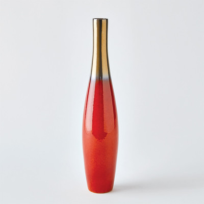 Global Views Boliche Vase - Red - Bronze - Tall