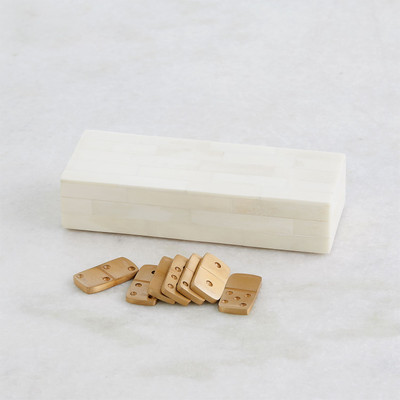 Global Views Boxed Bone Domino Set - Ivory