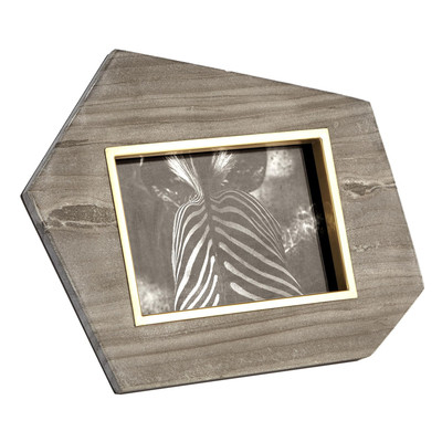 Global Views Brass Frame Grey Stone Photo Frame - Horizontal - 5x7