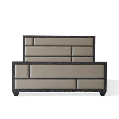 Global Views Brazil Queen Bed - Black Cerused Oak