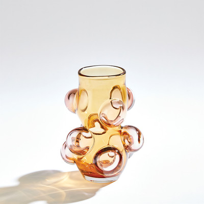 Global Views Bubbled Vase - Amber Blush - Sm