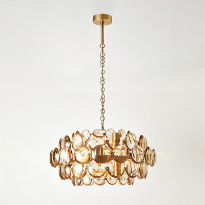 Global Views Cabochon Amber Glass Chandelier - Brass