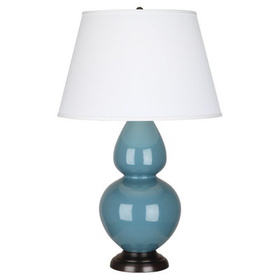Double Gourd Table Lamp - Deep Patina Bronze - Steel Blue