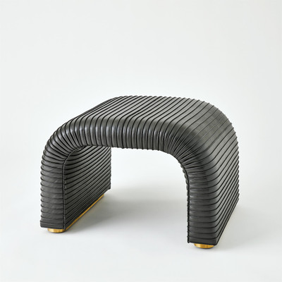 Global Views Cade Stool - Graphite Leather