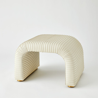 Global Views Cade Stool - Milk Leather