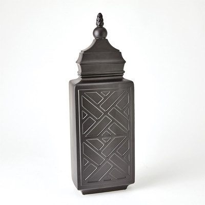 Global Views Chinoiserie Jar - Matte Black - Lg