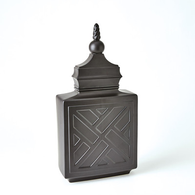 Global Views Chinoiserie Jar - Matte Black - Sm