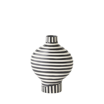 Global Views Colbert Vase - Black - White - Short