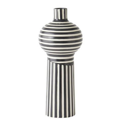Global Views Colbert Vase - Black - White - Tall
