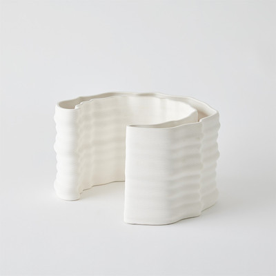 Global Views Crescent Printed Vase - Matte White - Lg