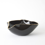 Global Views Currents Bowl - Black - Gold