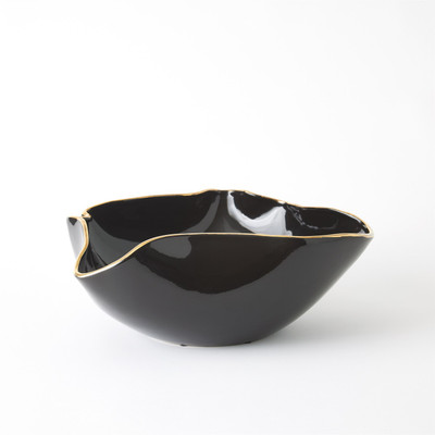 Global Views Currents Bowl - Black - Gold
