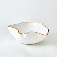 Global Views Currents Bowl - White - Gold